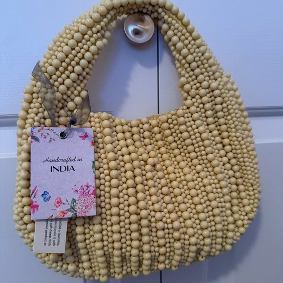 TIK TOK Beaded Yellow Evening Bag NWT - Picture 1 of 3